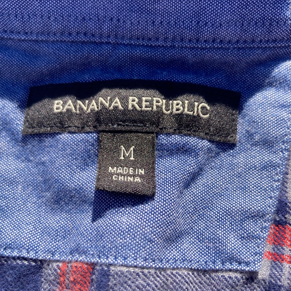 Banana Republic Shirt Flannel Plaid Cotton Long Sleeve Size Medium - Picture 5 of 9